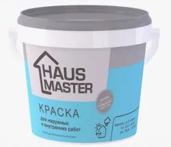 Краска HAUS MASTER для наружных и внутренних работ белая матовая  1л (1,4 кг)  раздела Краски интерьерные