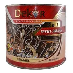Грунт-эмаль  3 в 1 алкидная  "Decor" черная  0,9кг  раздела Эмаль по металлу
