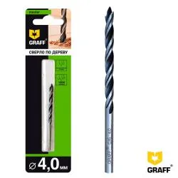 Сверло по дереву спиральное  4х43х75 мм GRAFF, в блистере раздела Сверло по дереву