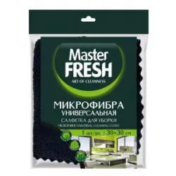 Салфетка универсальная  для уборки, 1шт. (30*30см) ЧЕРНАЯ Master FRESH МИКРОФИБРА	 раздела Салфетки для уборки