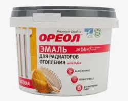 Эмаль "ОРЕОЛ" для радиаторов отопления термостойкая акриловая для внутренних работ матовая белая 0.5 раздела Эмаль для радиаторов