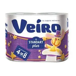 Veiro бумага туалетная Standart Plus многослойная (2 слоя) 4 шт белая 3с24 раздела Туалетная бумага