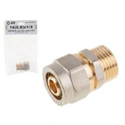 Ниппель 16(2.0)х1/2 нар. для трубы PEX AV Engineering раздела Металлопластиковые трубы и арматура