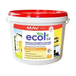 ВД-АК-1033 ECOL 33 универсальная 11л (14 кг) белая матовая раздела Краски интерьерные