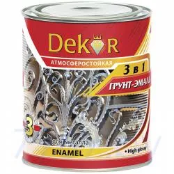 Грунт-эмаль  3 в 1 алкидная  "Decor" зеленая  0,9кг  раздела Эмаль по металлу