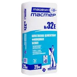Шпатлевка цементная финишная «Тайфун Мастер» №32е (белая) 25 кг раздела Шпатлёвка