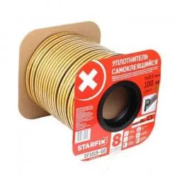 Уплотнитель "P" коричневый  9х5,5мм 100м (сдвоенный профиль 2х50м) STARFIX  раздела Оконные доборные элементы