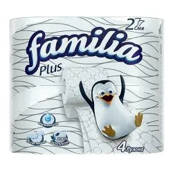 FAMILIA PLUS бумага туалетная белая двухслойная 4шт раздела Туалетная бумага