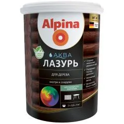 Лак акриловый водно-дисперсионный Alpina Аква Лазурь для дерева цветная, Черный, 0,9 л/0,90 кг раздела Пропитки на воде