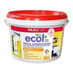 ВД-АК-1033 ECOL 33 универсальная 3 л (4,2 кг) белая матовая раздела Краски интерьерные