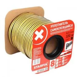 Уплотнитель "P" черный  9х5,5мм 100м (сдвоенный профиль 2х50м) STARFIX  раздела Оконные доборные элементы